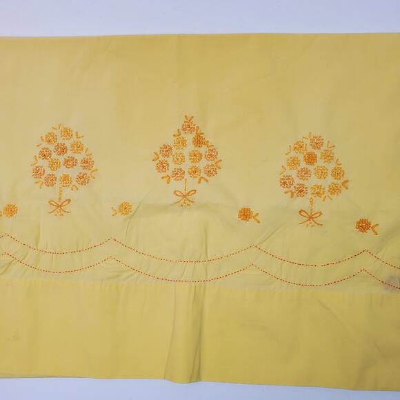 Vintage Pillow Case Cover Orange Cross Stitch 30x20 Inch - Picture 1 of 3